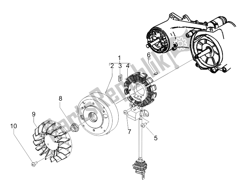 All parts for the Flywheel Magneto of the Vespa LX 50 4T USA 2009