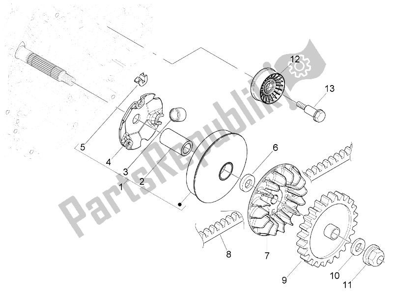 Toutes les pièces pour le Poulie Motrice du Vespa Granturismo 200 L UK 2005