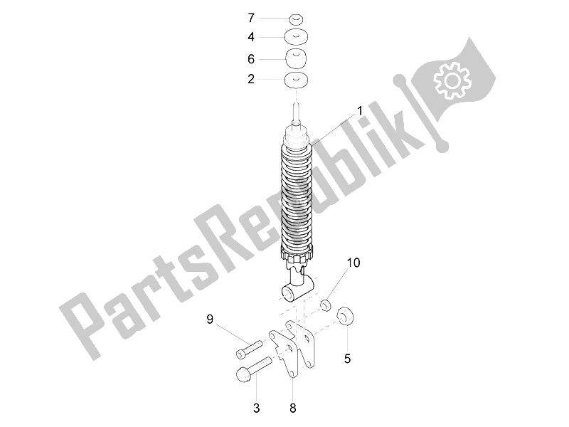 Toutes les pièces pour le Suspension Arrière - Amortisseur / S du Vespa S 125 4T 3V E3 IE Vietnam 2012