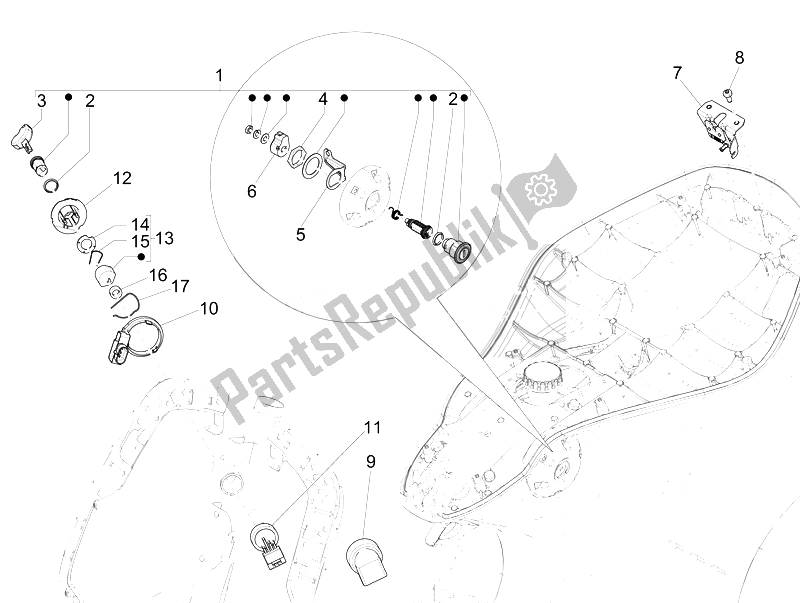 Alle onderdelen voor de Sloten van de Vespa 946 125 2014
