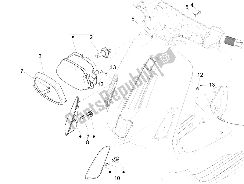 Tutte le parti per il Fari Anteriori - Indicatori Di Direzione del Vespa Sprint 50 4T 4V Emea 2014