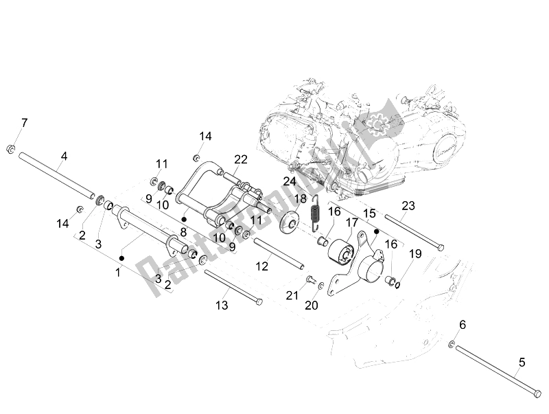 Todas las partes para Brazo Oscilante de Vespa GTS 300 IE ABS USA 2014