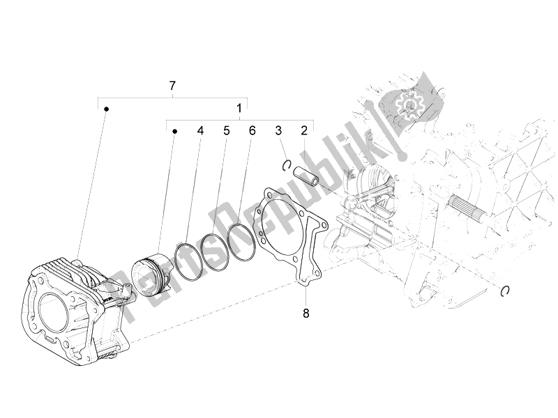 Toutes les pièces pour le Unité Cylindre-piston-axe De Poignet du Vespa 125 4T 3V IE Primavera Vietnam 2014