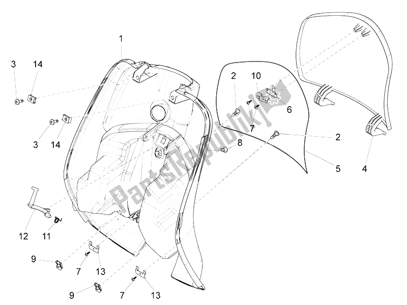 Todas las partes para Guantera Frontal - Panel De Rodilleras de Vespa LX 50 4T 4V 2009