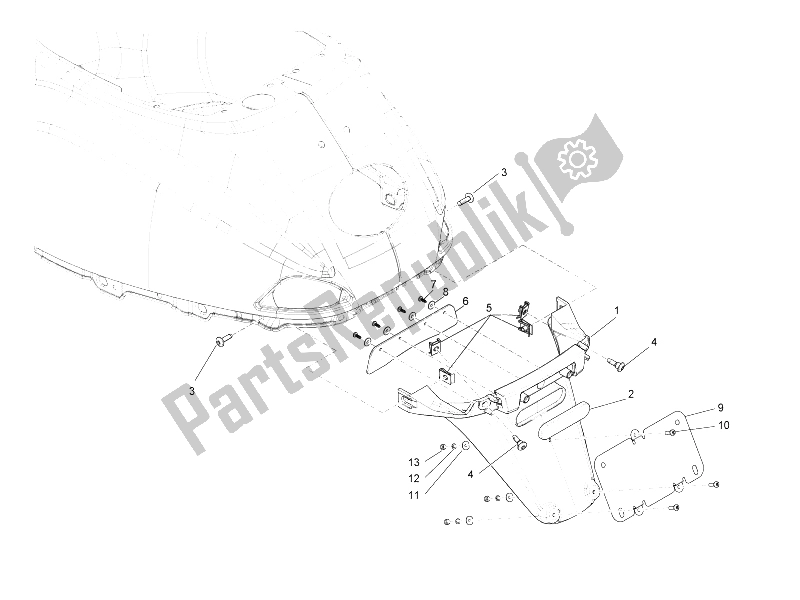 Toutes les pièces pour le Coberturas Traseiras - Resguardo De P? Ra-lamas du Vespa S 150 4T IE E3 Vietnam Indonesia 2011