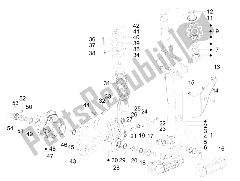 Wszystkie części do Widelec / Rura Sterowa - Zespó? ? O? Yska Uk? Adu Kierowniczego Vespa S 50 2T College 2007