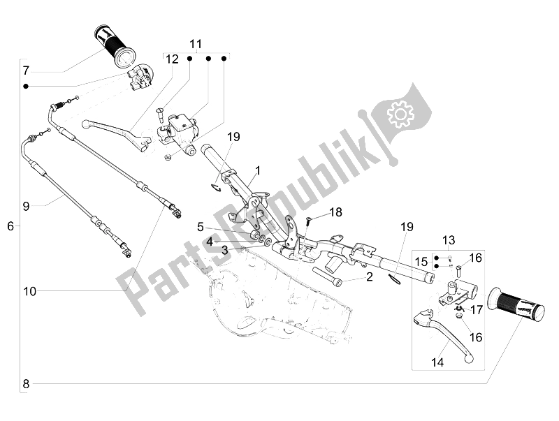 Toutes les pièces pour le Guidon - Master Cil. Du Vespa 150 4T 3V IE Primavera 2014