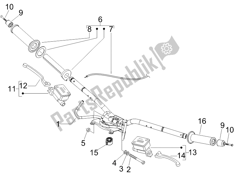 Tutte le parti per il Manubrio - Master Cil. Del Vespa GTV 250 IE USA 2007