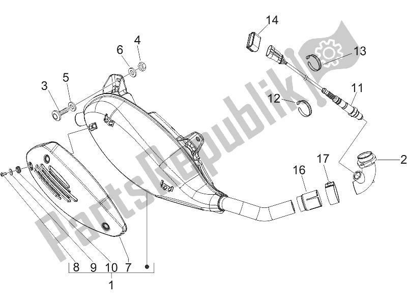 Toutes les pièces pour le Silencieux du Vespa GTS 250 USA 2005