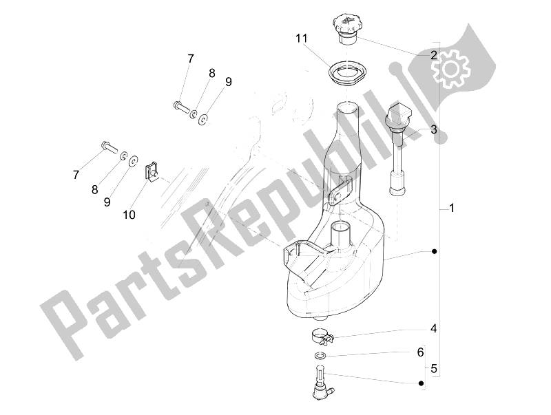 All parts for the Oil Tank of the Vespa Sprint 50 2T2V 2014