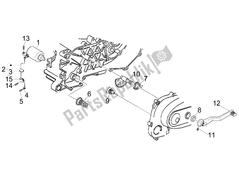 All parts for the Stater - Electric Starter of the Vespa LXV 50 2T Navy 2007