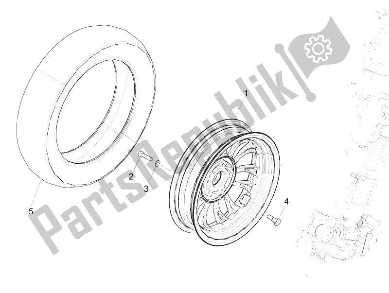 All parts for the Front Wheel of the Vespa Vespa Sprint Iget 125 4T 3V IE ABS Asia 2016