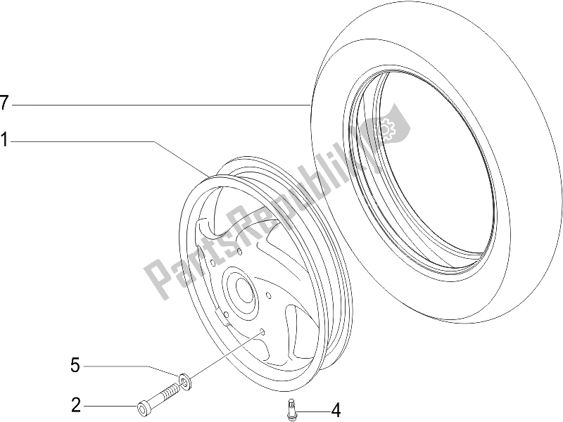 All parts for the Front Wheel of the Vespa LX 50 4T 2V 25 KMH Touring NL 2011