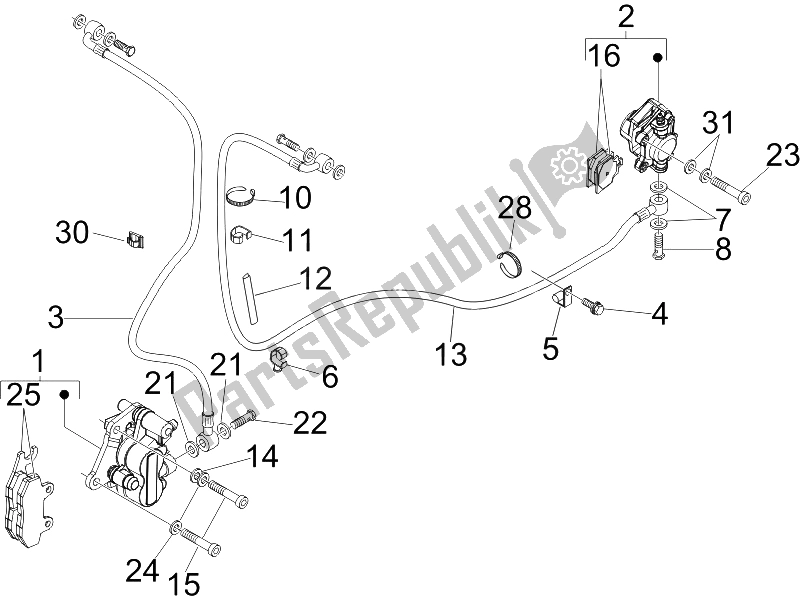 Todas las partes para Tubos De Frenos - Pinzas de Vespa GTV 125 4T E3 UK 2006