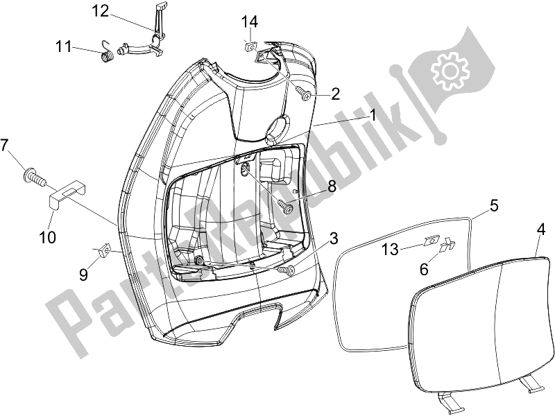 Tutte le parti per il Vano Portaoggetti Anteriore - Pannello Di Protezione Per Le Ginocchia del Vespa LX 50 4T 4V Touring 2010