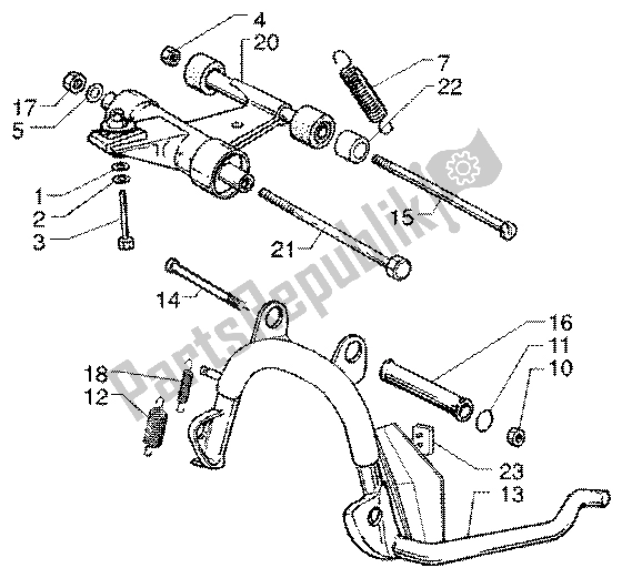 All parts for the Central Stand-swinging Arm of the Vespa ET4 50 2002