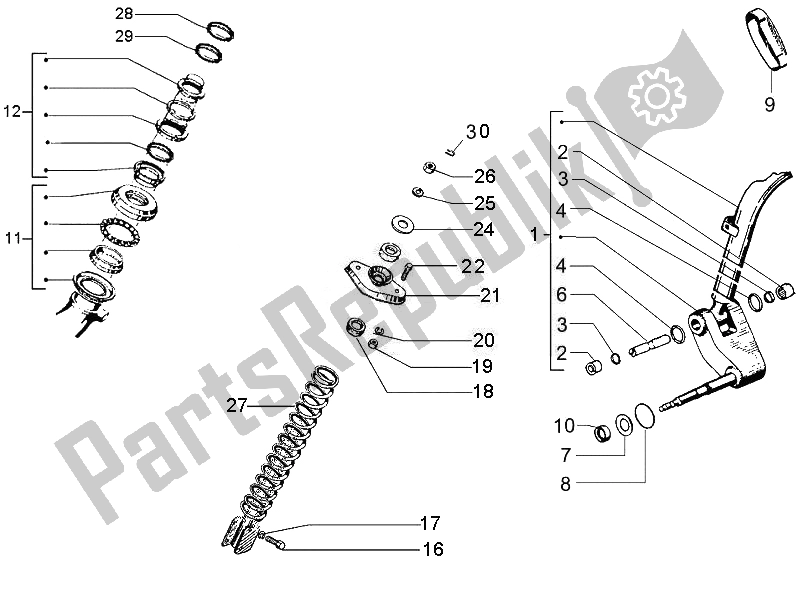 Todas las partes para Componentes De La Horquilla (mingxing) de Vespa PX 125 30 Anni 2007