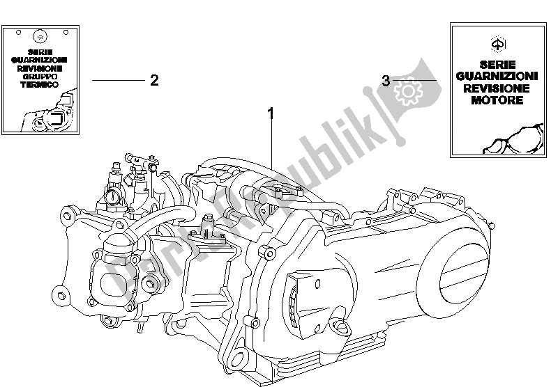 Tutte le parti per il Motore, Assemblaggio del Vespa GTS 250 ABS 2005