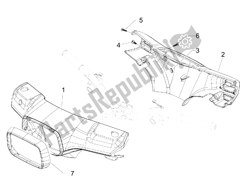 All parts for the Handlebars Coverages of the Vespa S 125 4T IE E3 College 2009