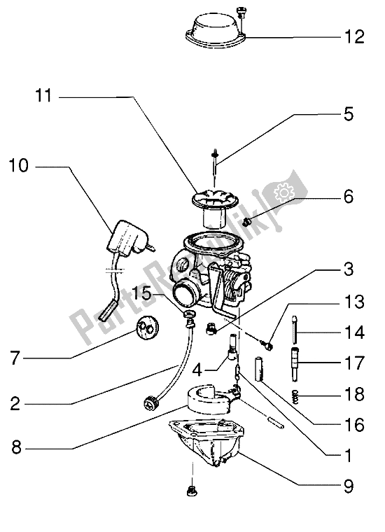 Tutte le parti per il Carburatore (2) del Vespa ET4 125 1996