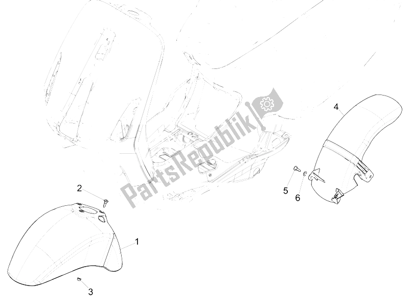 Todas las partes para Carcasa De La Rueda - Guardabarros de Vespa 150 Sprint 4T 3V IE China 2015