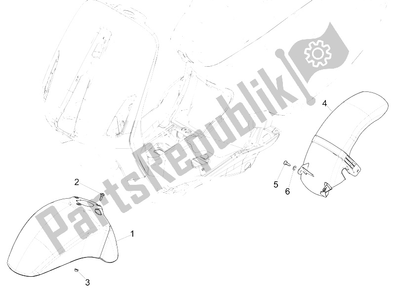 Toutes les pièces pour le Logement De Roue - Garde-boue du Vespa 150 Sprint 4T 3V IE China 2015