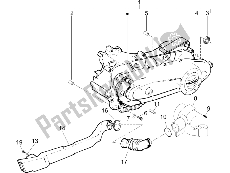 All parts for the Crankcase Cover - Crankcase Cooling of the Vespa LX 50 4T USA 2006