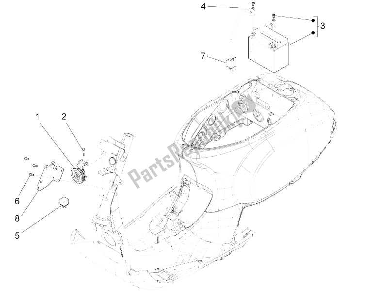 Todas las partes para Interruptores De Control Remoto - Batería - Bocina de Vespa Vespa S 125 4T 3V E3 IE Asia 2012