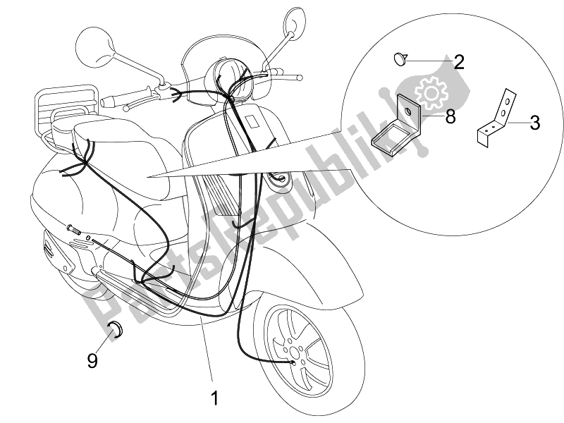 Toutes les pièces pour le Faisceau De Câbles Principal du Vespa LXV 125 4T E3 2006