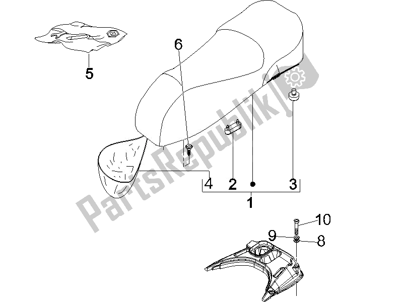 Toutes les pièces pour le Selle / Sièges du Vespa GTS 125 4T E3 2007