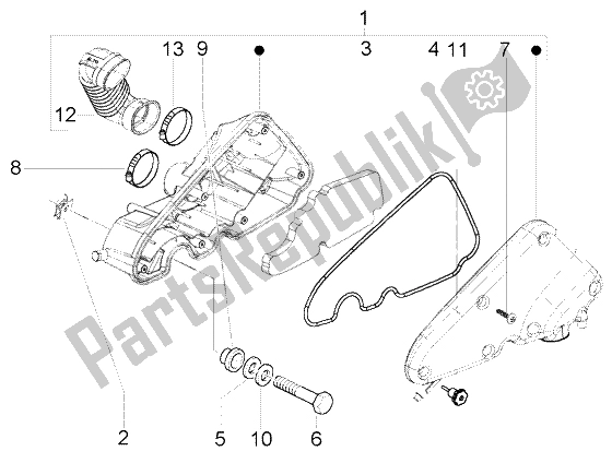 All parts for the Air Cleaner of the Vespa LX 150 2005