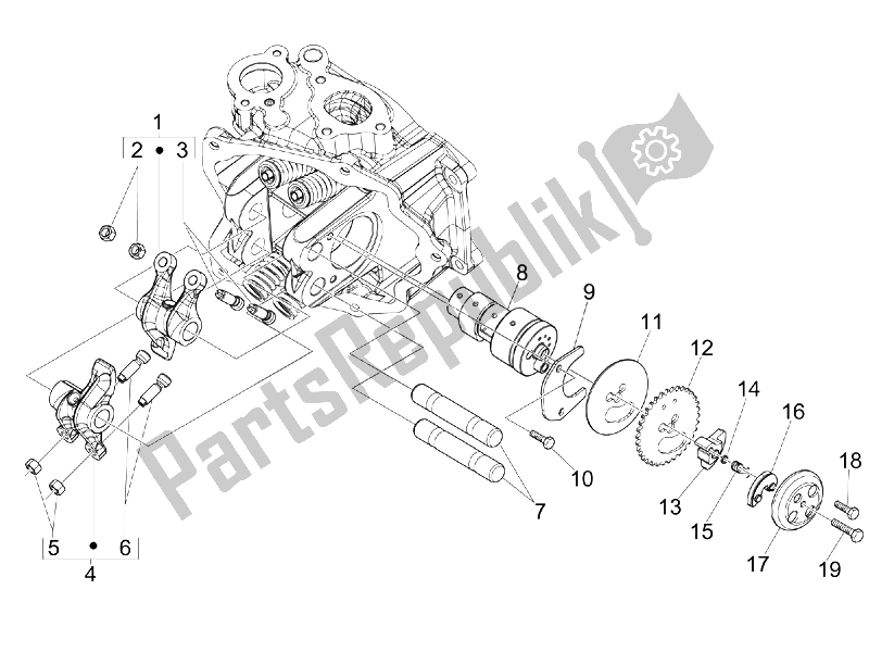 Tutte le parti per il Unità Di Supporto Leve A Dondolo del Vespa GTS 250 IE China 2011