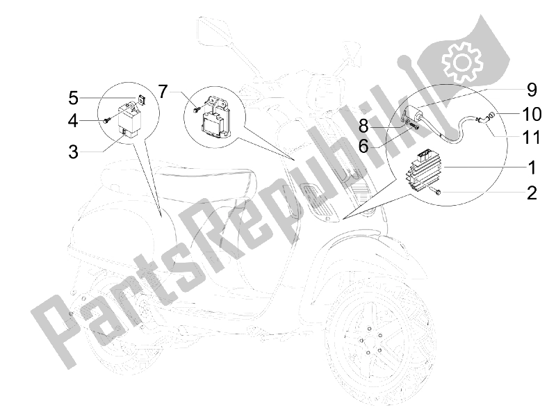 All parts for the Voltage Regulators - Electronic Control Units (ecu) - H. T. Coil of the Vespa S 125 4T E3 2007