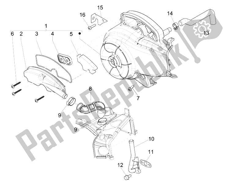 All parts for the Secondary Air Box of the Vespa Vespa Sprint 50 4T 4V EU 2014