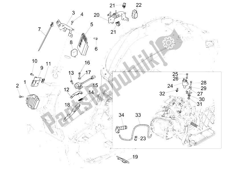 All parts for the Voltage Regulators - Electronic Control Units (ecu) - H. T. Coil of the Vespa 150 4T 3V IE Primavera USA 2014