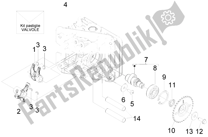 Tutte le parti per il Unità Di Supporto Leve A Dondolo del Vespa LX 50 4T 4V Touring 2010