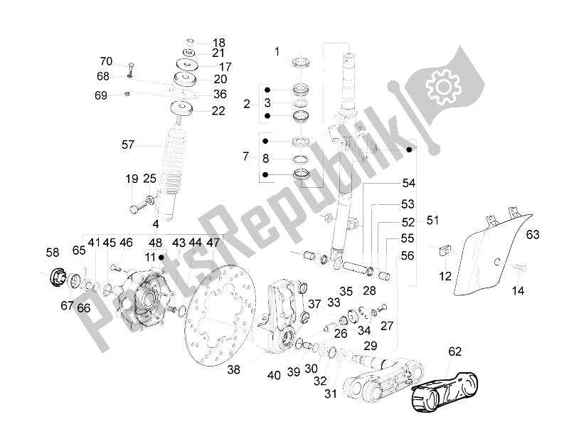 Toutes les pièces pour le Fourche / Tube De Direction - Palier De Direction du Vespa LX 50 4T 4V Touring 2010