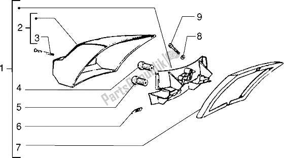 All parts for the Tail Lamp of the Vespa PX 125 E 1992