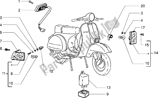 Todas as partes de Acender Lâmpadas De Sinalização do Vespa PX 125 E 1992