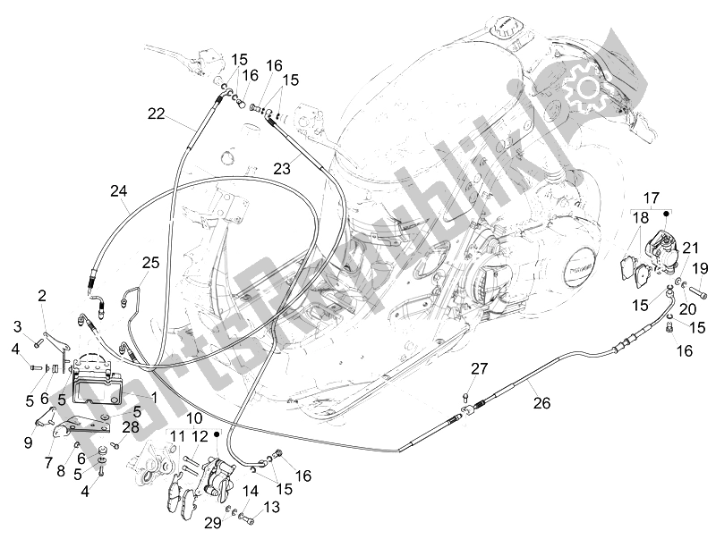 Toutes les pièces pour le Tuyaux De Freins - étriers (abs) du Vespa Vespa GTS 300 IE Super ABS USA 2014