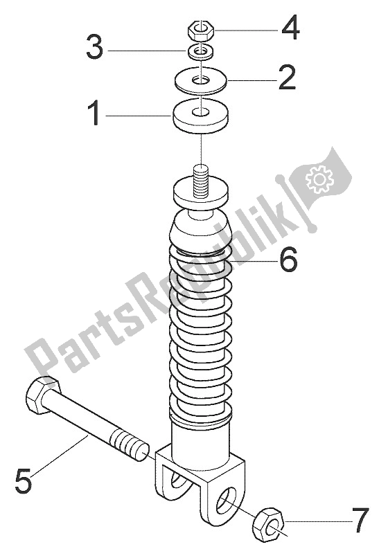 All parts for the Rear Damper of the Vespa LX 50 2T 2005