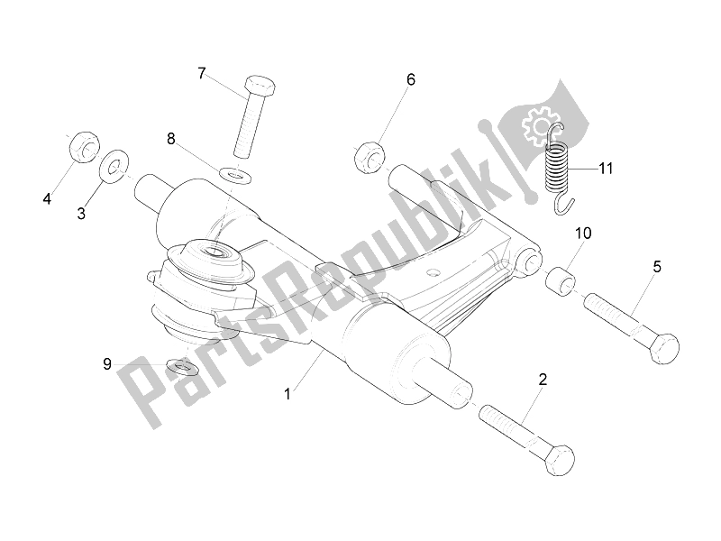 Todas las partes para Brazo Oscilante de Vespa Vespa S 125 4T 3V E3 IE Asia 2012