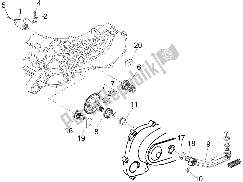 Toutes les pièces pour le Stater - Démarreur électrique du Vespa LX 150 4T E3 2006