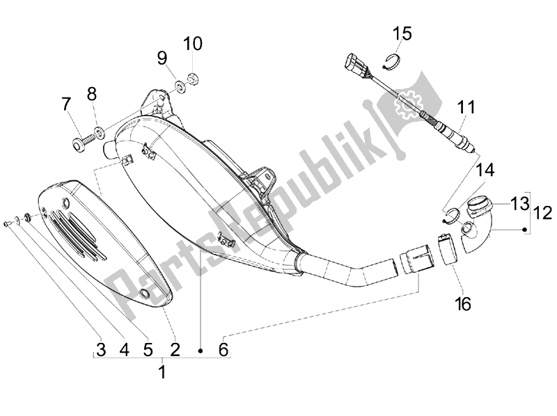 Toutes les pièces pour le Silencieux du Vespa GTS 300 IE Super USA 2009