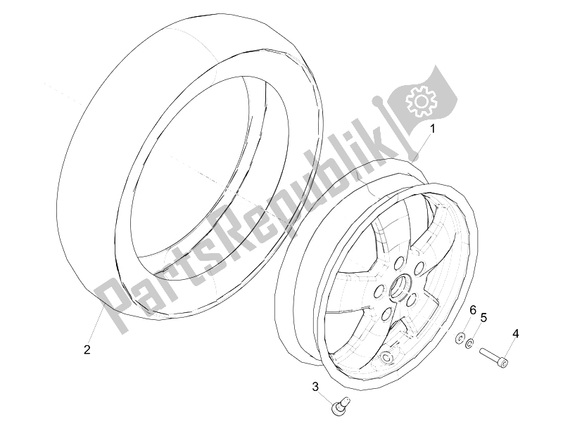 Todas las partes para Rueda Delantera de Vespa Vespa GTS 125 4T 3V IE Super Asia 2014