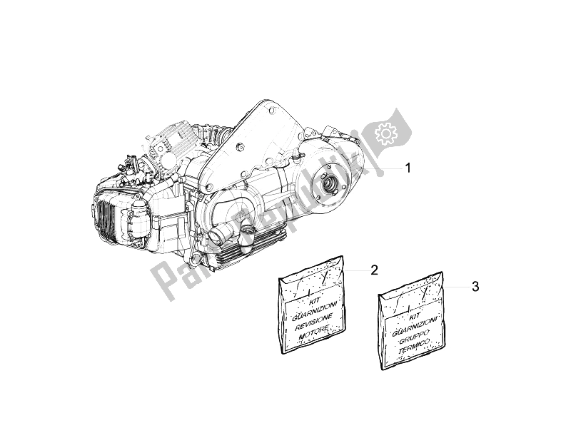 All parts for the Engine, Assembly of the Vespa LX 125 4T IE E3 Touring 2010