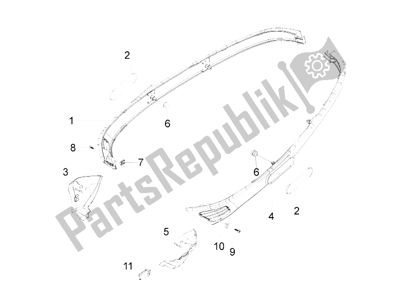 All parts for the Side Cover - Spoiler of the Vespa S 125 4T 2V E3 Taiwan 2011