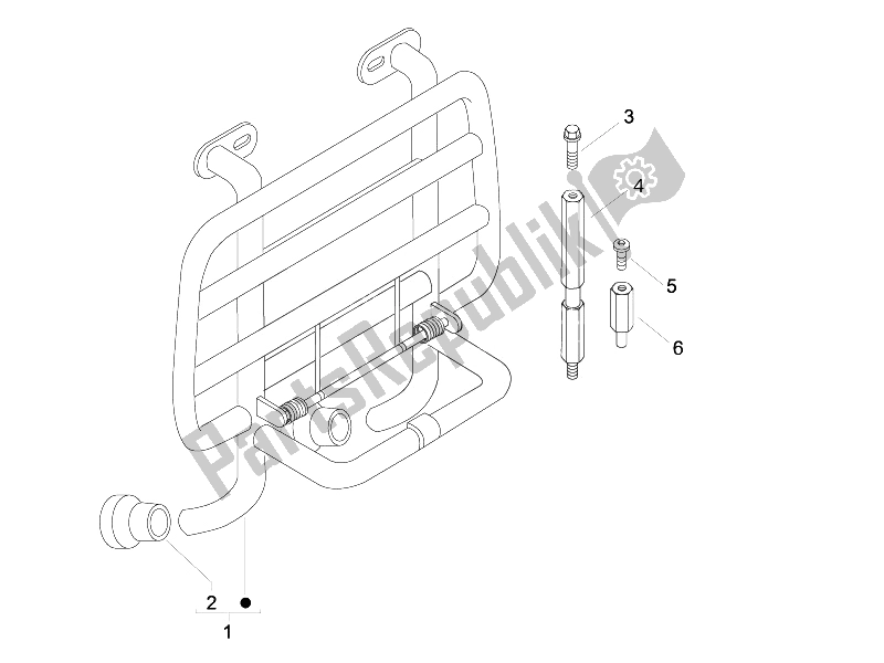 All parts for the Front Luggage Rack of the Vespa LX 125 4T IE E3 Touring 2010