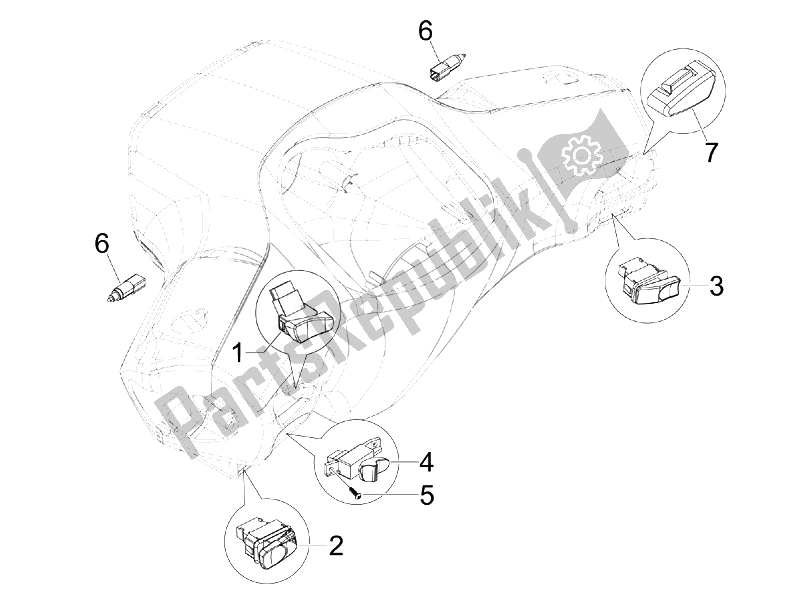 All parts for the Selectors - Switches - Buttons of the Vespa S 50 2T College 2007