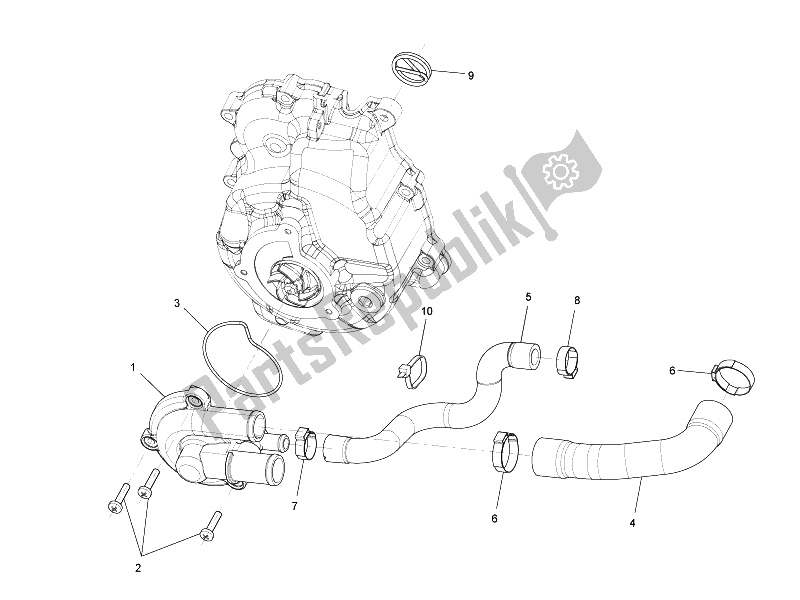 Todas las partes para Bomba De Enfriamiento de Vespa GTS 300 IE Super 2008